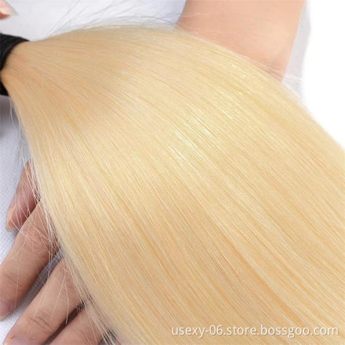 Hair vendors whloesale Russian blonde transparent hd lace closure frontal cuticle aligned 613 virgin hair bundles with closure